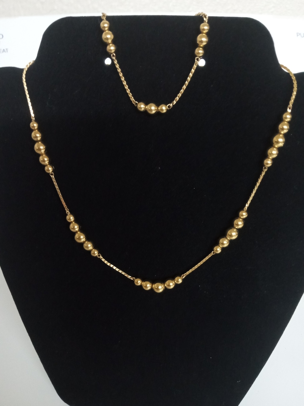 Monet Gold-tone Gold Beaded Women's Necklace and Bracelet Set